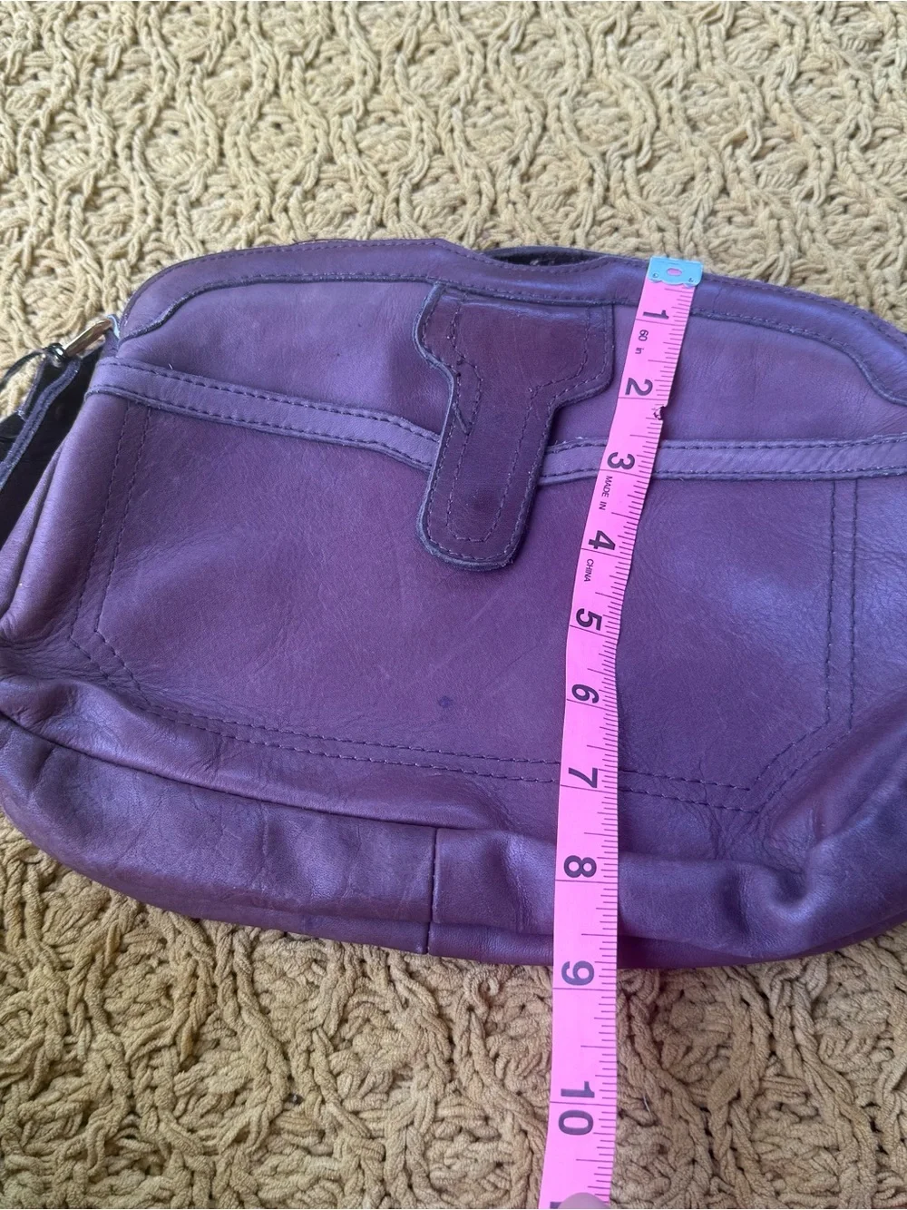 Viva of California New Vintage‎ 80s Purple Leather Crossbody Purse Bag Festival